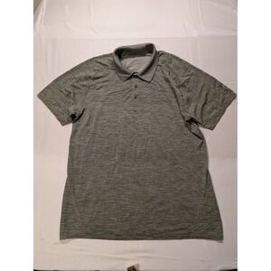 Lululemon Mens XL Metal Vent Tech Polo Shirt Heathered Olive Green Short Sleeve